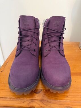 Custom Bejeweled Timberland Women’s Purple Nubuck Lace-Up Boots
